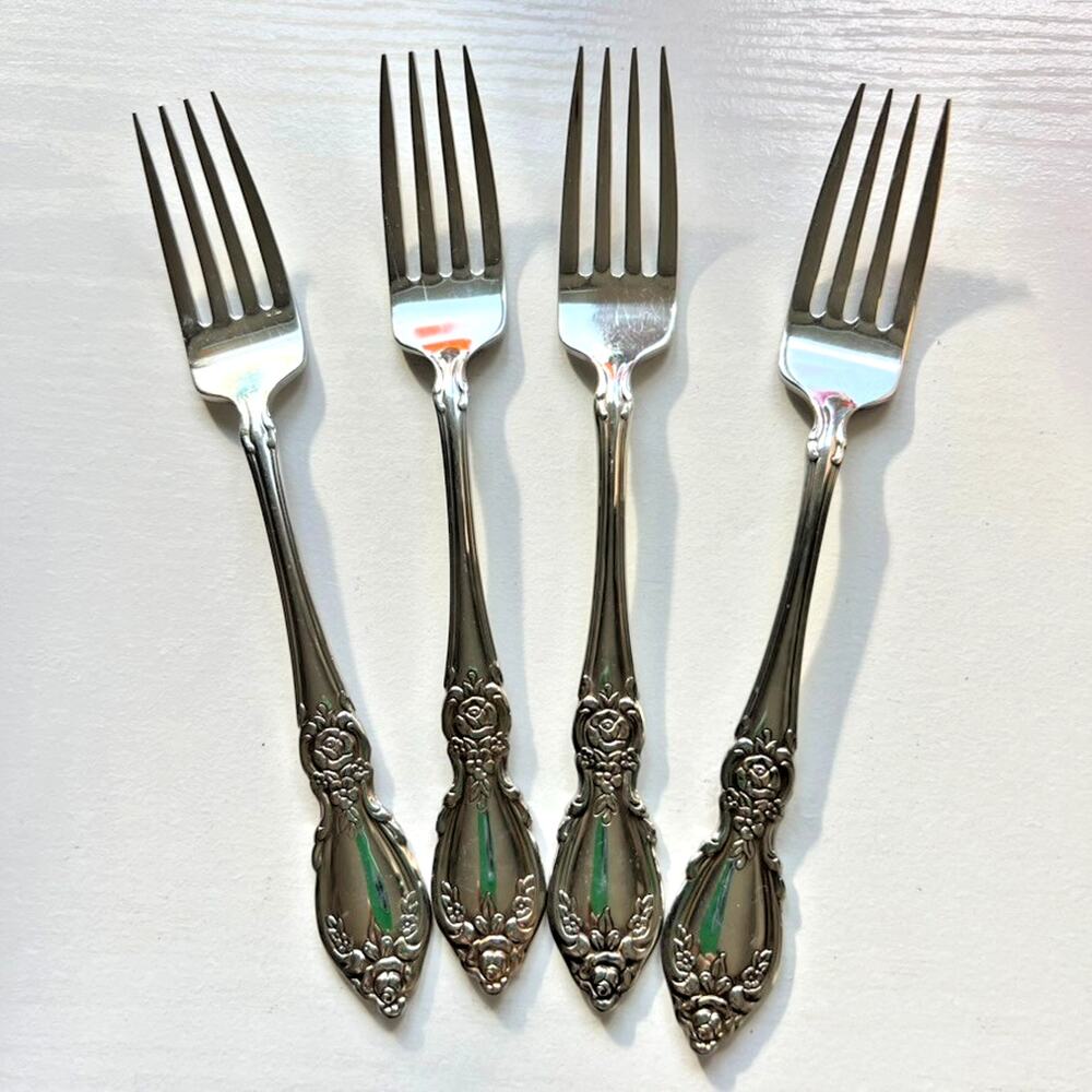 Vintage Oneida Plantation Betty Crocker Stainless Dinner Forks 4 Piece Set 7 1/4